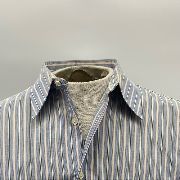 Burberry Blue Striped Button-Up Shirt 16 - 34 - Picture 4 of 16